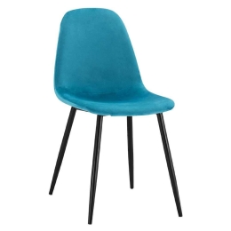 Καρέκλα Leonardo HM00100.18 45x53x85Υcm Turquoise Σετ 4τμχ Βελούδο, Μέταλλο