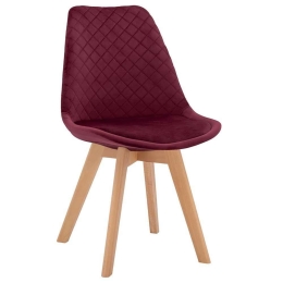 Καρέκλα Venice HM8719.06 49x56x84Υcm Red Σετ 4τμχ Βελούδο, Ξύλο