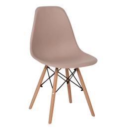 Καρέκλα Με κάθισμα Twist PP HM8460.35 46x50x82cm Cappuccino-Beige Σετ 4τμχ Ξύλο,Πολυπροπυλένιο
