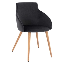 Πολυθρόνα Ivy HM8546.04 53x55x79cm Black Σετ 2τμχ Βελούδο, Μέταλλο
