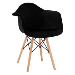 Πολυθρόνα Mirto HM8720.04 62x62x80Υcm Black Σετ 2τμχ Βελούδο, Ξύλο