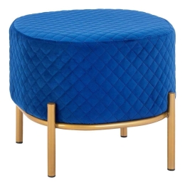 Σκαμπό Sinta HM8638.08 42x42x38Υcm Blue-Gold Μέταλλο,Ύφασμα
