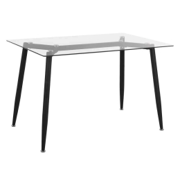Τραπέζι HM8498.01 120X70X75,5Υcm Black-Clear Μέταλλο,Γυαλί