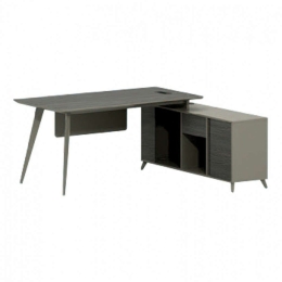 Γραφείο Lux Series HM2116 180Χ140Χ75Υcm Αναστρέψιμη Γωνία Grey-Mocca