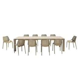 Τραπεζαρία Σετ 11Τμχ Vegas/Air 20.9992 100X260/300cm Dove Grey Siesta 10 Θέσεων