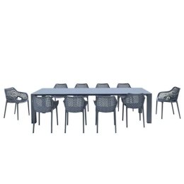 Τραπεζαρία Σετ 11Τμχ Vegas/Air XL 20.9993 100X260/300cm Dark Grey Siesta 10 Θέσεων