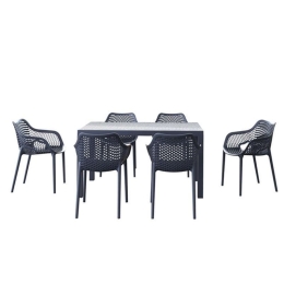 Τραπεζαρία Σετ 7Τμχ Ares/Air XL / 20.9999 140X80cm Dark Grey Siesta 6 Θέσεων