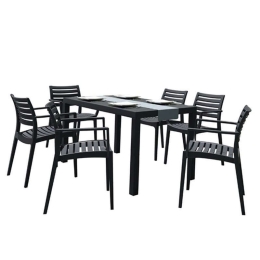 Τραπεζαρία Σετ 7Τμχ Ares/Artemis 20.9998 140X80cm Black 6 Θέσεων