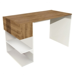Γραφείο Με Ράφια HM9081.01 121,8x60x73,8cm White-Walnut