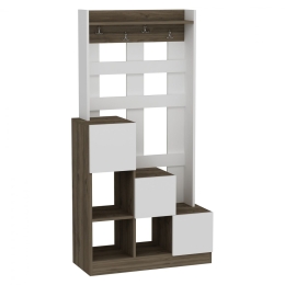 Έπιπλο Εισόδου HM9047.01 89,1x37,1x180cm White-Walnut Μελαμίνη,Μέταλλο
