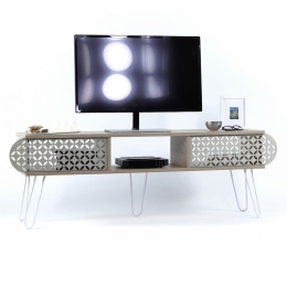 Έπιπλο Τηλεόρασης Diane HM9211.01 151x30x48cm Sonama White Ecru Μελαμίνη,Μέταλλο