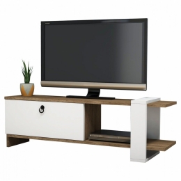 Έπιπλο Τηλεόρασης HM8900.01 120x25x36,8cm Walnut-White Μελαμίνη