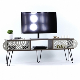 Έπιπλο Τηλεόρασης Sillia HM9189.01 151x30x48cm Walnut-Ecru Μελαμίνη,Μέταλλο