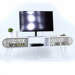 Έπιπλο Τηλεόρασης Sillia HM9189.02 151x30x48cm White-Ecru Μελαμίνη,Μέταλλο