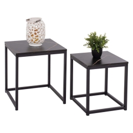 Τραπεζάκια Ζιγκόν Grelay HM8762.13 (Σετ 2Τμχ) 37x37x43cm 45x45x50cm Black Μελαμίνη,Μέταλλο