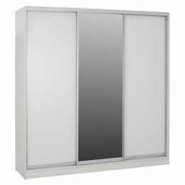Ντουλάπα Adler HM2462.03 Τρίφυλλη Συρόμενη Με Καθρέπτη 240x60x240cm White Τρίφυλλη