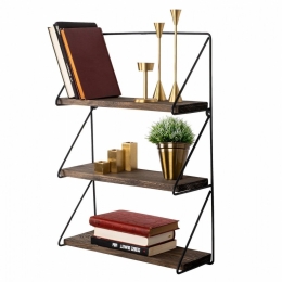 Ραφιέρα Τοίχου Kerstin HM9115.01 40x15x60cm Black Μέταλλο,Ξύλο