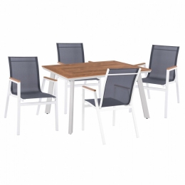 Τραπεζαρία HM11419 (Σετ 5τμχ) Με Τραπέζι 120Χ80X72.5 Και Καρέκλες White 4 Θέσεων