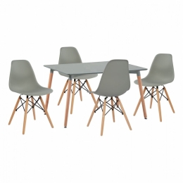 Τραπεζαρία HM10229.10 (Σετ 5τμχ) Τραπέζι Minimal 120x80x73cm Με Καρέκλες Twist Grey 4 Θέσεων