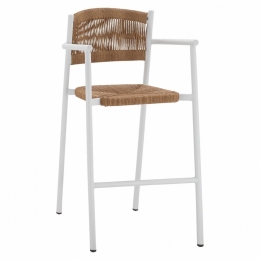 Σκαμπό Bar HM5785.01 Με Σχοινί 56x59x107cm White Αλουμίνιο,Pe