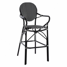 Σκαμπό Bar Bamboo Look HM5794.02 56x60x126cm Black - White Αλουμίνιο,Wicker