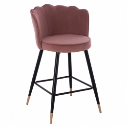 Σκαμπό Bar Μεσαίου Ύψους Vesna HM8736.02 50x50x90cm Apple Βελούδο, Μέταλλο