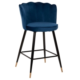 Σκαμπό Μπαρ Μεσαίου Ύψους Vesna HM8736.08 50x50x90cm Blue Βελούδο, Μέταλλο