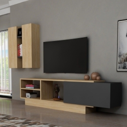 Σύνθεση Τηλεόρασης HM9106.01 140x31,6x60cm Natural - Anthracite