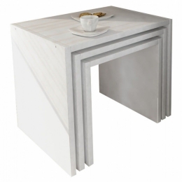 Τραπέζι Ζιγκόν Aceline (Σετ 3τμχ) HM9069.01 44,5x35x38,5cm White Μελαμίνη