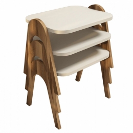 Τραπέζι Ζιγκόν Linnea (Σετ 3τμχ) HM9068.02 48,6x35,5x72cm Walnut - Ecru Μελαμίνη