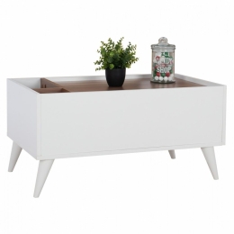 Τραπεζάκι Σαλονιού Carmelo HM9165 90x55,5x45cm White-Walnut Μελαμίνη