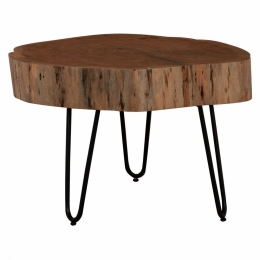 Τραπεζάκι Σαλονιού Claudine HM8779.11 60x60x40cm Από Μασίφ Κορμό Ακακίας Natural Μέταλλο,Ξύλο