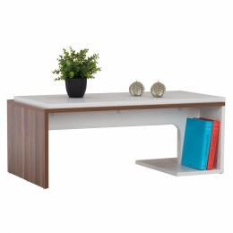 Τραπεζάκι Σαλονιού Edward HM9160 90x46x35,5cm Walnut - White Μελαμίνη