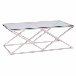 Τραπεζάκι Σαλονιού Holland HM8624.01 120X60Χ45 Chrome Μέταλλο,Γυαλί