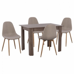Τραπεζαρία HM11617.07 (Σετ 5τμχ) 110x80x77 Light Beige 4 Θέσεων