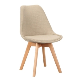 Καρέκλα Τραπεζαρίας Billy 11.1594.S (Σετ 4τμχ) 48Χ55Χ82cm Beige Ξύλο,Ύφασμα