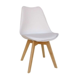 Καρέκλα Τραπεζαρίας Logan Plus 10.0013.S (Σετ 4τμχ) 58Χ49Χ82cm White Ξύλο,Πολυπροπυλένιο,Τεχνόδερμα