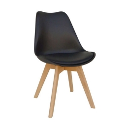 Καρέκλα Τραπεζαρίας Logan Plus 10.0015.S (Σετ 4τμχ) 58Χ49Χ82cm Black Ξύλο,Πολυπροπυλένιο,Τεχνόδερμα