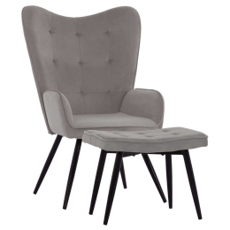 Πολυθρόνα - Μπερζέρα Με Υποπόδιο Crawley HM8918.01 70x57x103cm Black-Grey