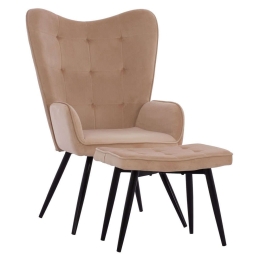 Πολυθρόνα - Μπερζέρα Με Υποπόδιο Crawley HM8918.11 70x57x103cm Black-Beige