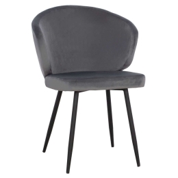 Πολυθρόνα Jiya HM8728.01 60x60x85cm Black-Grey Βελούδο, Μέταλλο