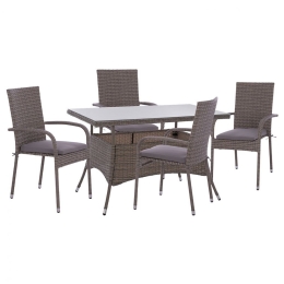 Τραπεζαρία Κήπου (Σετ 5Τμχ) HM11711.31 120x70x75cm Grey 4 Θέσεων