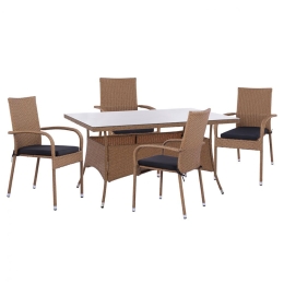 Τραπεζαρία Κήπου (Σετ 5Τμχ) HM11713.02 150x90x75cm Beige-Brown 4 Θέσεων