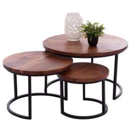 Ζιγκόν Obi (Σετ 3Τμχ) HM9255 78x78x47cm Walnut-Black