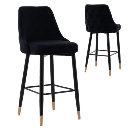 Σκαμπό Μπαρ Serenity HM8519.04 53x48x110cm Black-Gold Μέταλλο,Ύφασμα