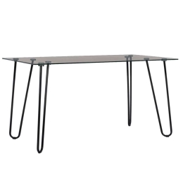 Τραπέζι Jaala HM9011 130x70x75cm Black-Clear Μέταλλο,Γυαλί