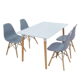 Σετ Τραπεζαρίας Loft (Σετ 5Τμχ) 20.9901 120x80x72cm Grey-White 4 Θέσεων Ξύλο,Πολυπροπυλένιο