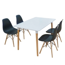 Σετ Τραπεζαρίας Loft (Σετ 5Τμχ) 20.9900 120x80x72cm White-Black 4 Θέσεων Ξύλο,Πολυπροπυλένιο