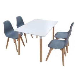 Σετ Τραπεζαρίας Loft Plus (Σετ 5Τμχ) 20.9903 120x80x72cm Grey-White 4 Θέσεων Ξύλο,Πολυπροπυλένιο