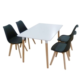 Σετ Τραπεζαρίας Logan Plus (Σετ 5Τμχ) 20.9906 120x80x72cm White-Black 4 Θέσεων Ξύλο,Πολυπροπυλένιο,Τεχνόδερμα